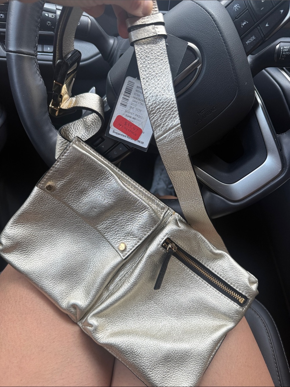 Kenneth Cole Metallic Gold Leather Crossbody Belt Bag